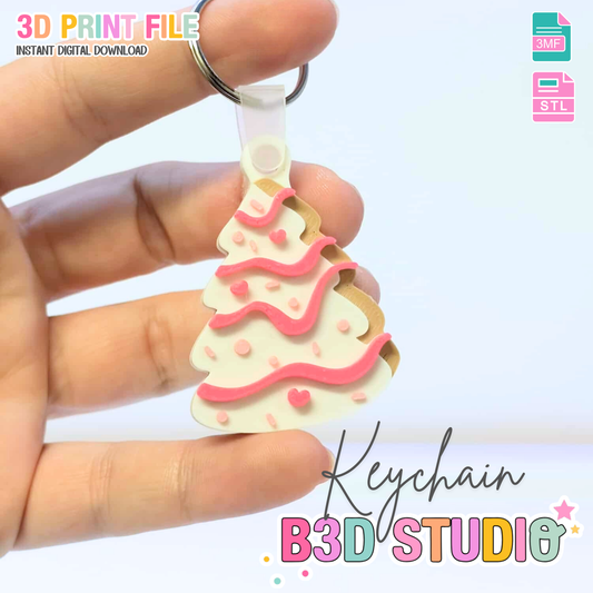 Christmas Tree Cake NFC Keychain STL/3MF Digital File Download
