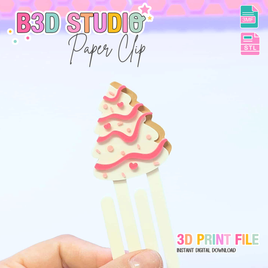 Christmas Tree Cake Paper Clip 3D Print File (STL & 3MF Digital Download)