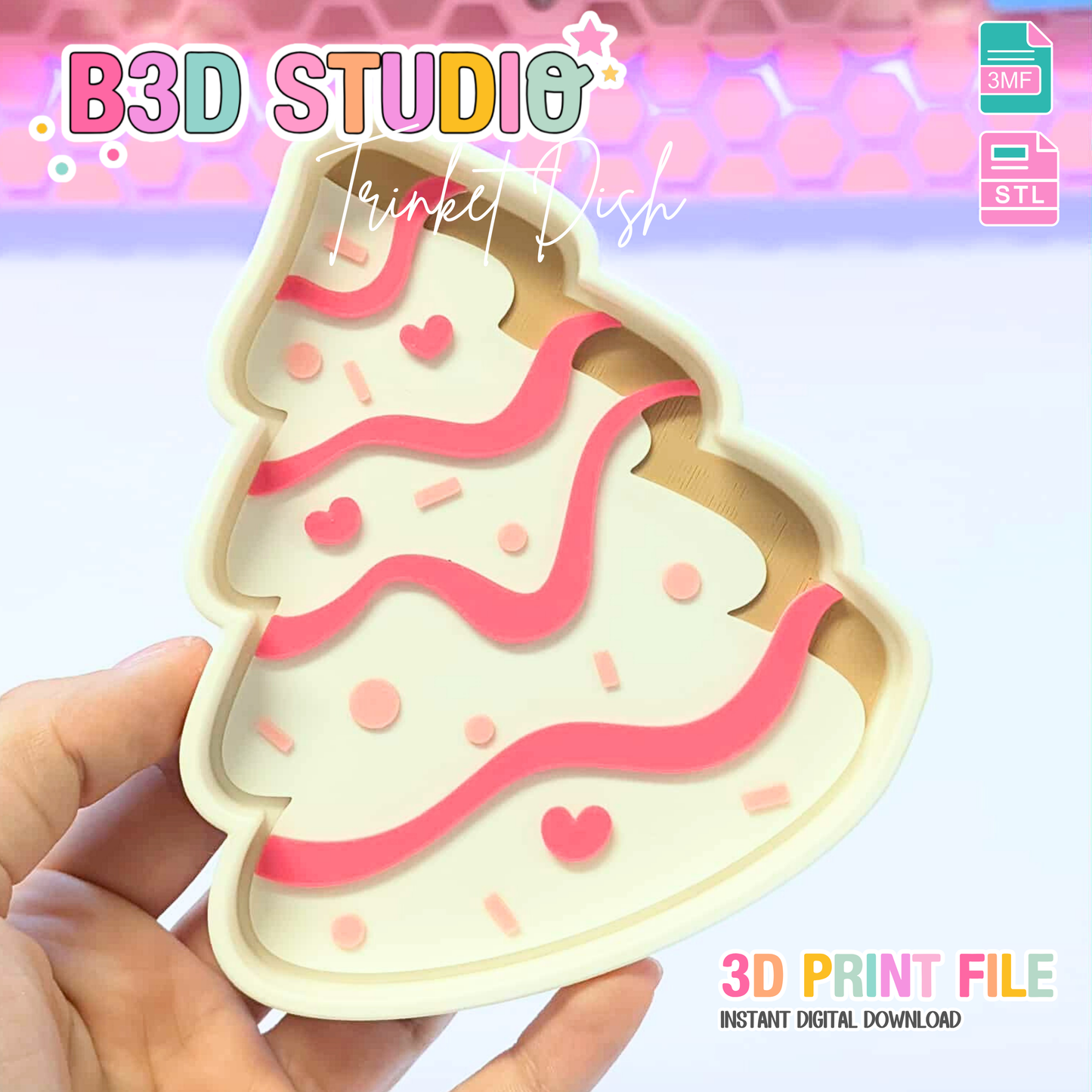 Christmas Tree Cake Trinket Dish 3D Print File (STL & 3MF)