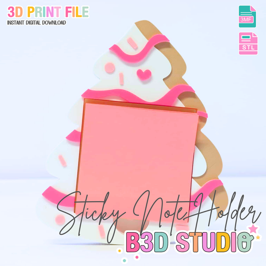 Christmas Tree Cake Sticky Note Holder 3D Print File (STL/3MF Digital Download)