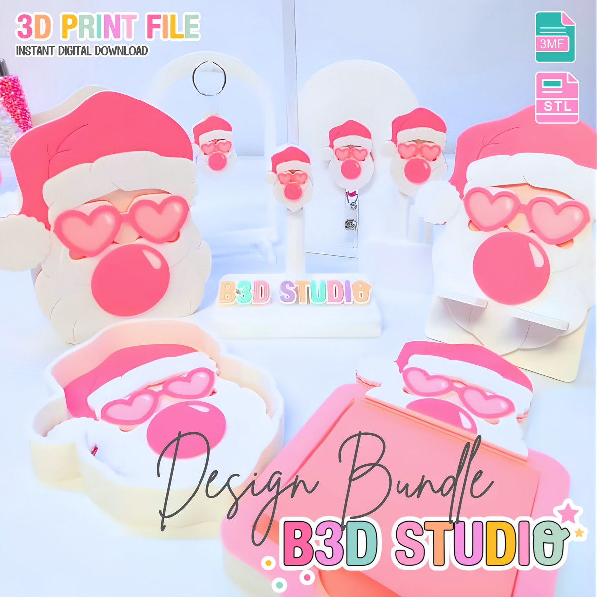 Santa Stl File Sassy Santa 3D Print File Bundle (STL & 3MF Digital Download) – B3D Studio