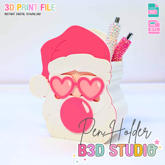 Sassy Santa Pen Holder: 3D Print STL & 3MF File (Digital Download)
