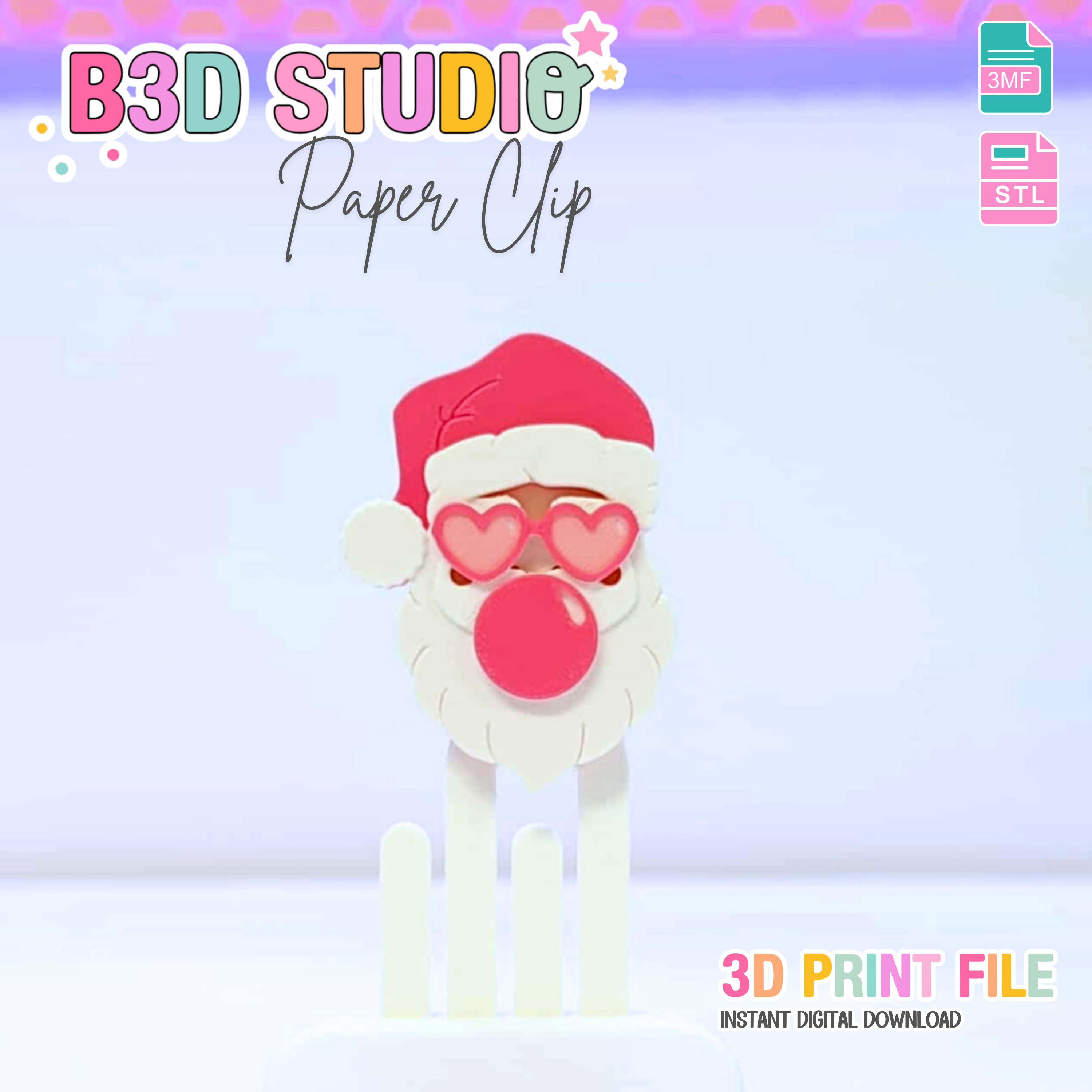 Sassy Santa Paper Clip 3D Print File (STL & 3MF Digital Download) – B3D ...