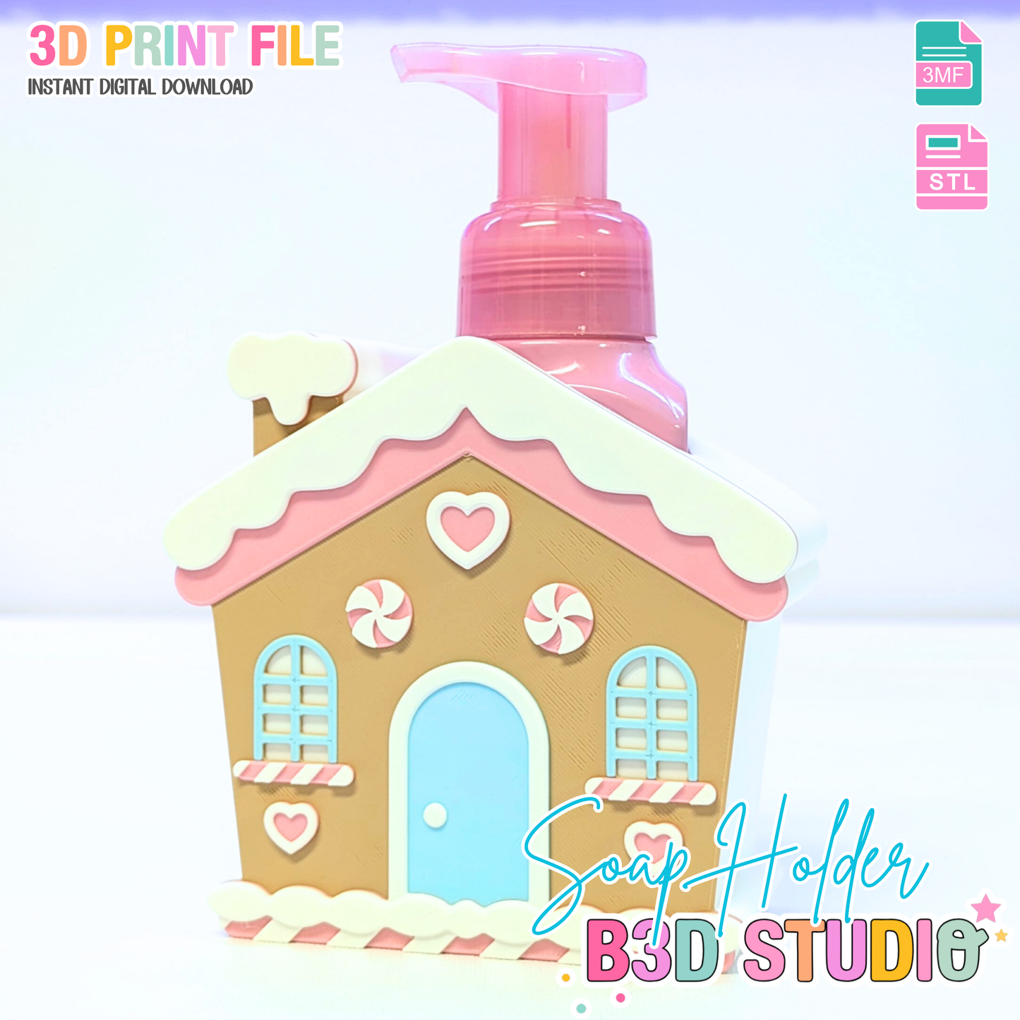 Gingerbread House Soap Holder: 3D Print STL & 3MF File (Digital Download)