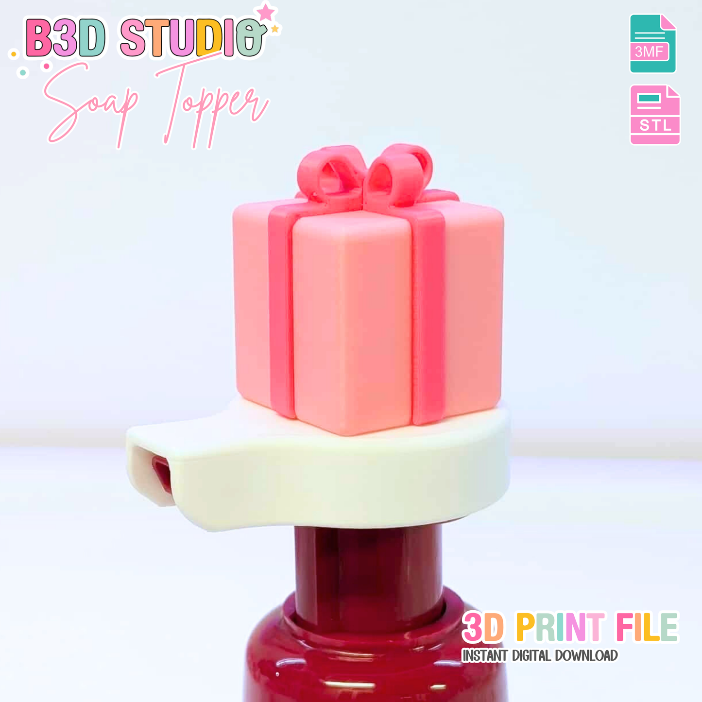 Present Soap Topper: 3D Print STL & 3MF File Gift (Digital Download)