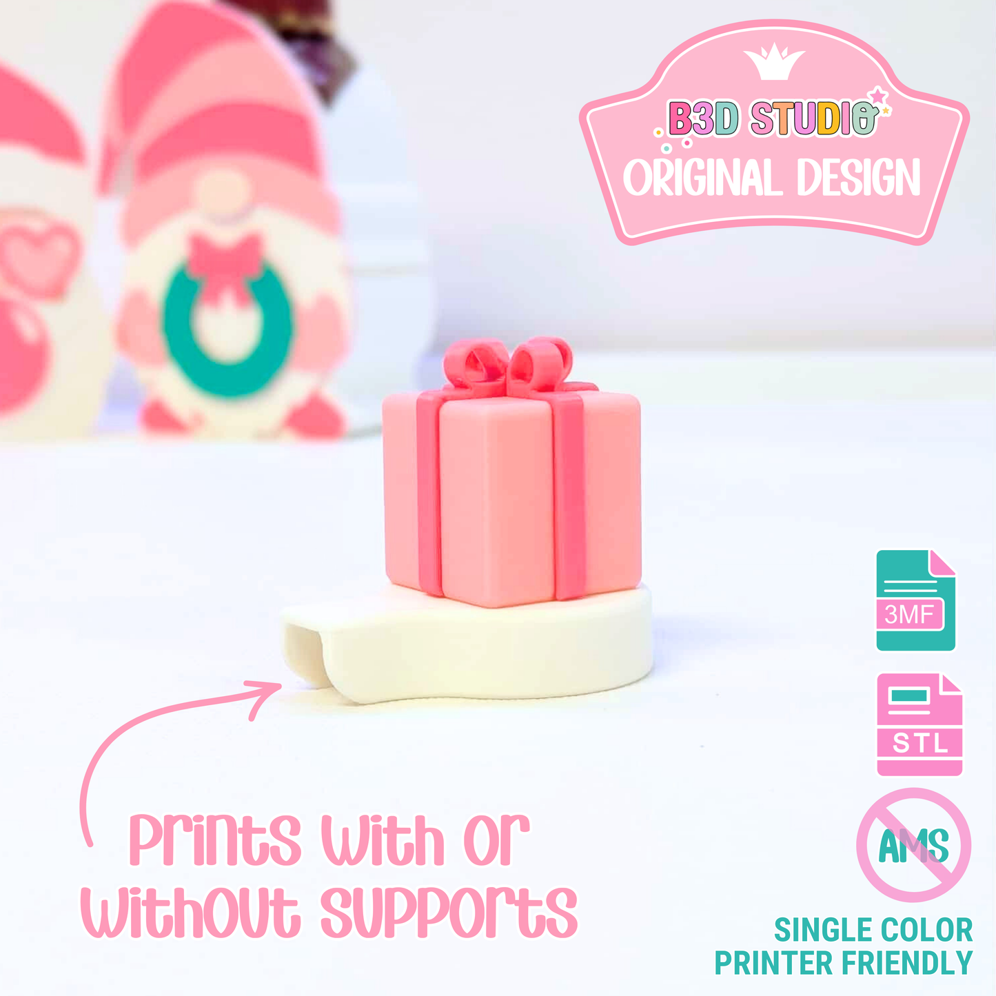 Present Soap Topper: 3D Print STL & 3MF File Gift (Digital Download)