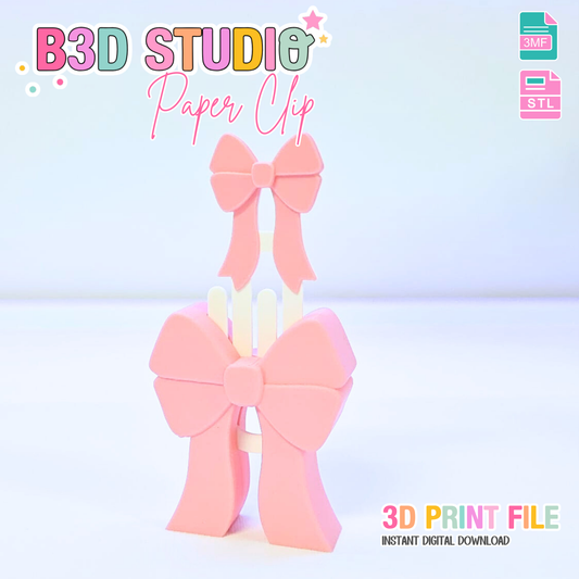 Coquette Bow Paper Clip 3D Print File (STL & 3MF Digital Download)