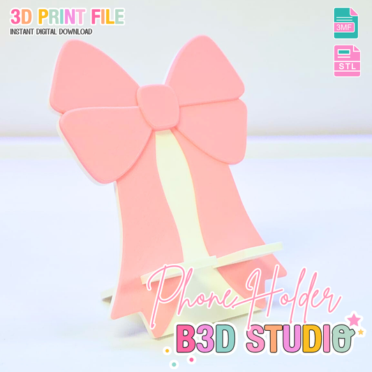 Coquette Bow Phone Holder 3D Print File: Fun Desk Decor (STL/3MF Digital Download)