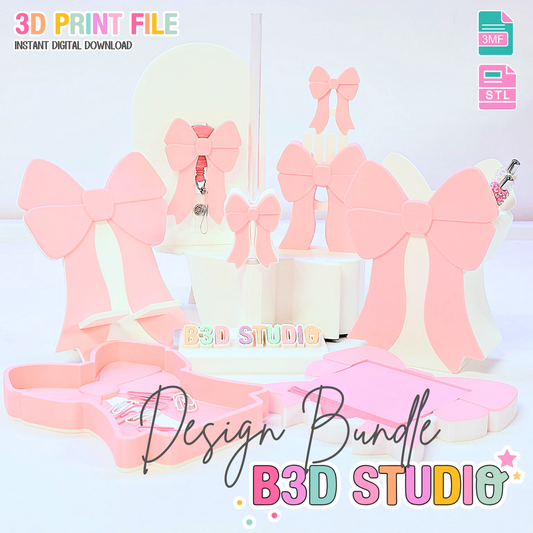 Coquette Bow 3D Print File Bundle : Desk Organizer (STL & 3MF Digital Download)