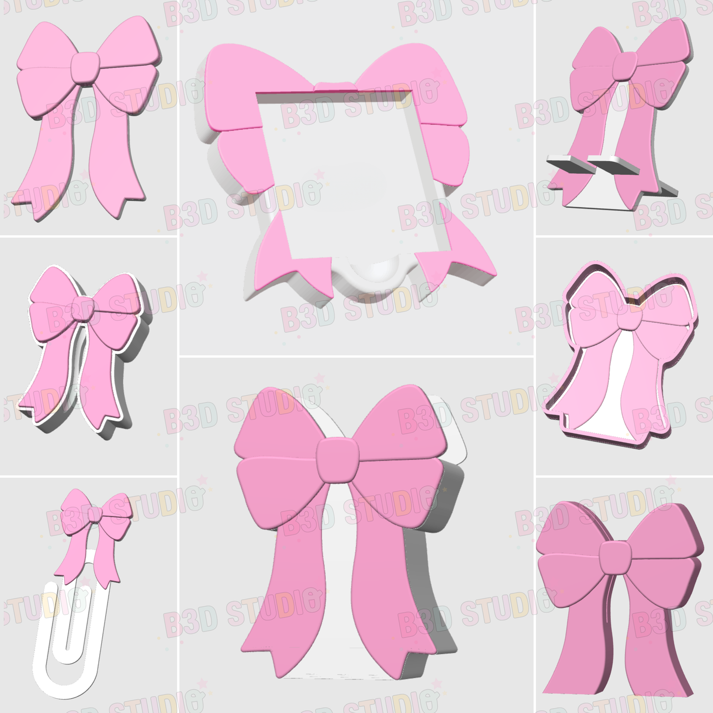 Coquette Bow 3D Print File Bundle : Desk Organizer (STL & 3MF Digital Download)