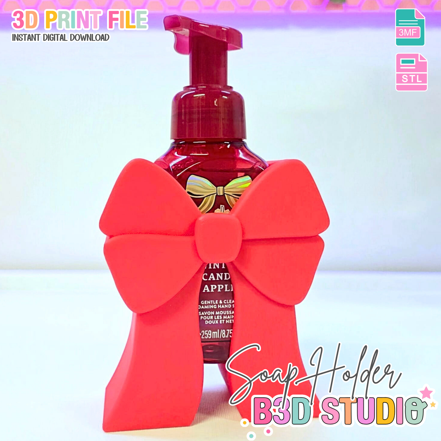 Coquette Bow Soap Holder: 3D Print STL & 3MF File (Digital Download)