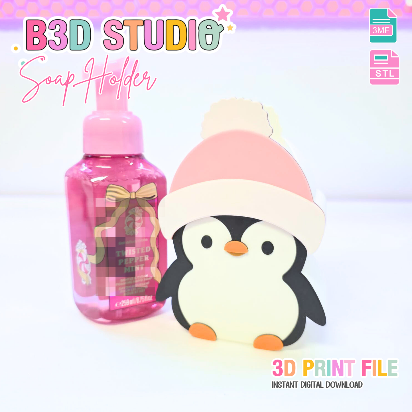 Cute Penguin Soap Holder: 3D Print STL & 3MF File (Digital Download)
