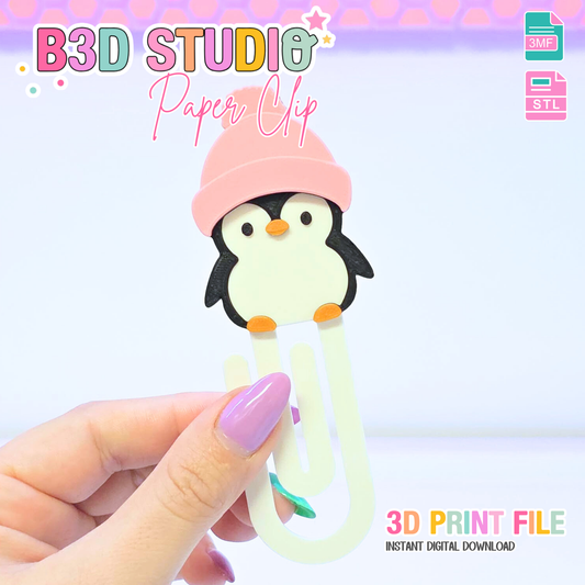 Cute Penguin Paper Clip 3D Print File (STL & 3MF Digital Download)