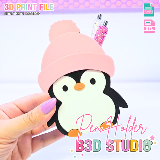 Cute Penguin Pen Holder: 3D Print STL & 3MF File (Digital Download)