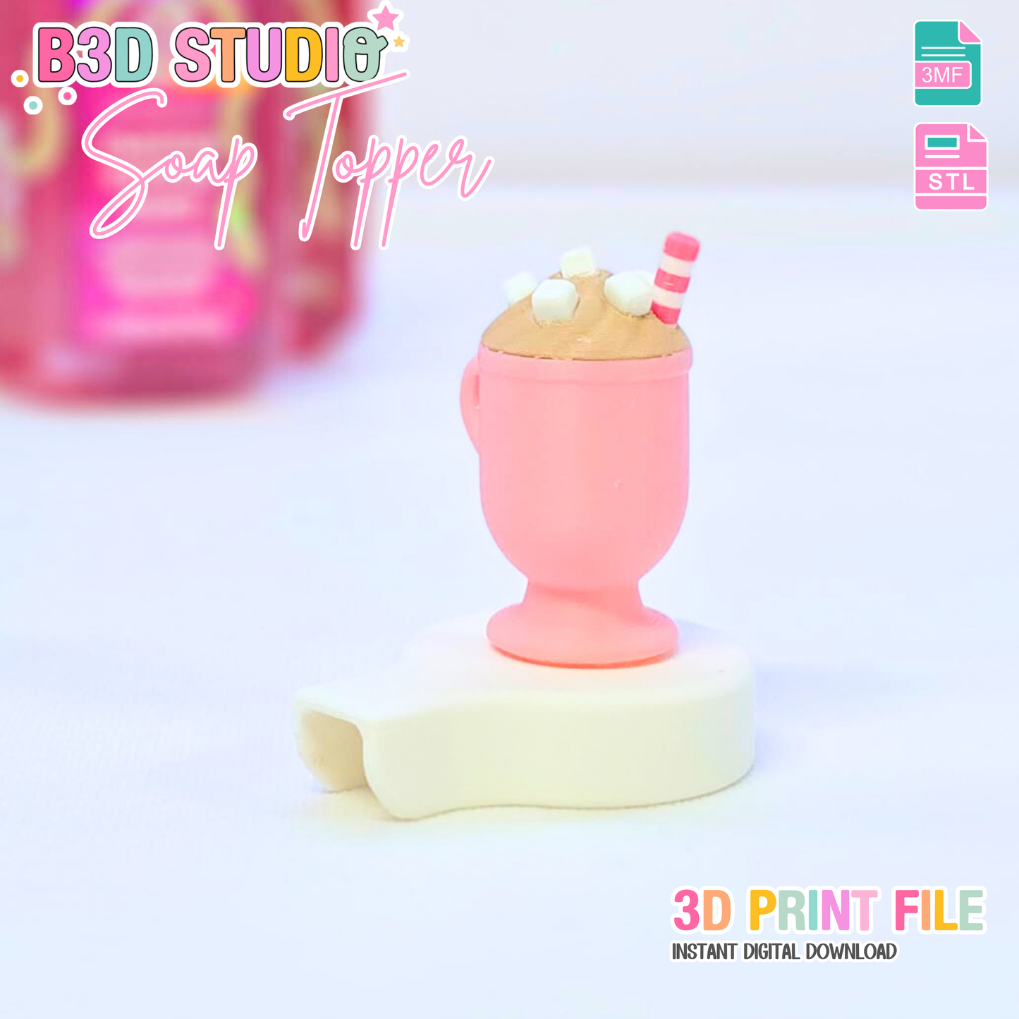 Mug Soap Topper: 3D Print STL & 3MF File Gift (Digital Download)