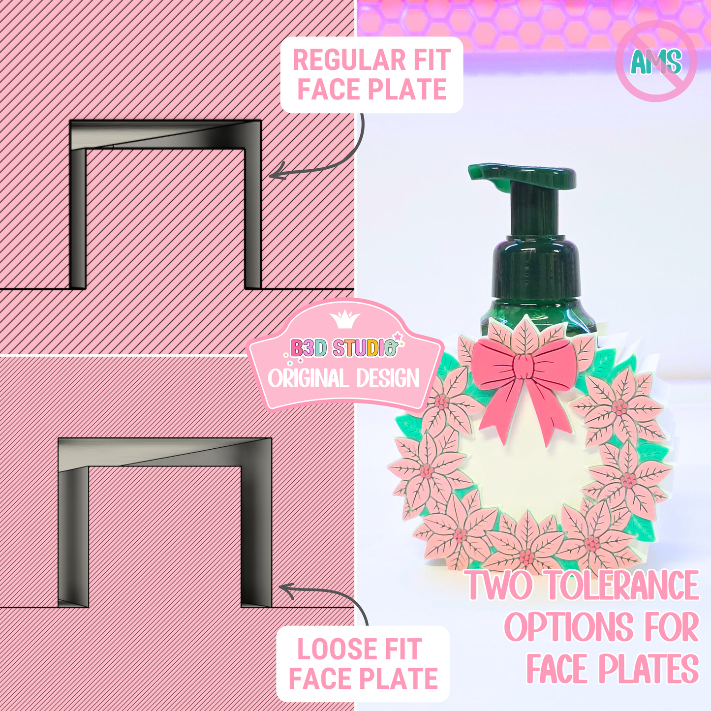 Poinsettia Wreath Soap Holder: 3D Print STL & 3MF File (Digital Download)