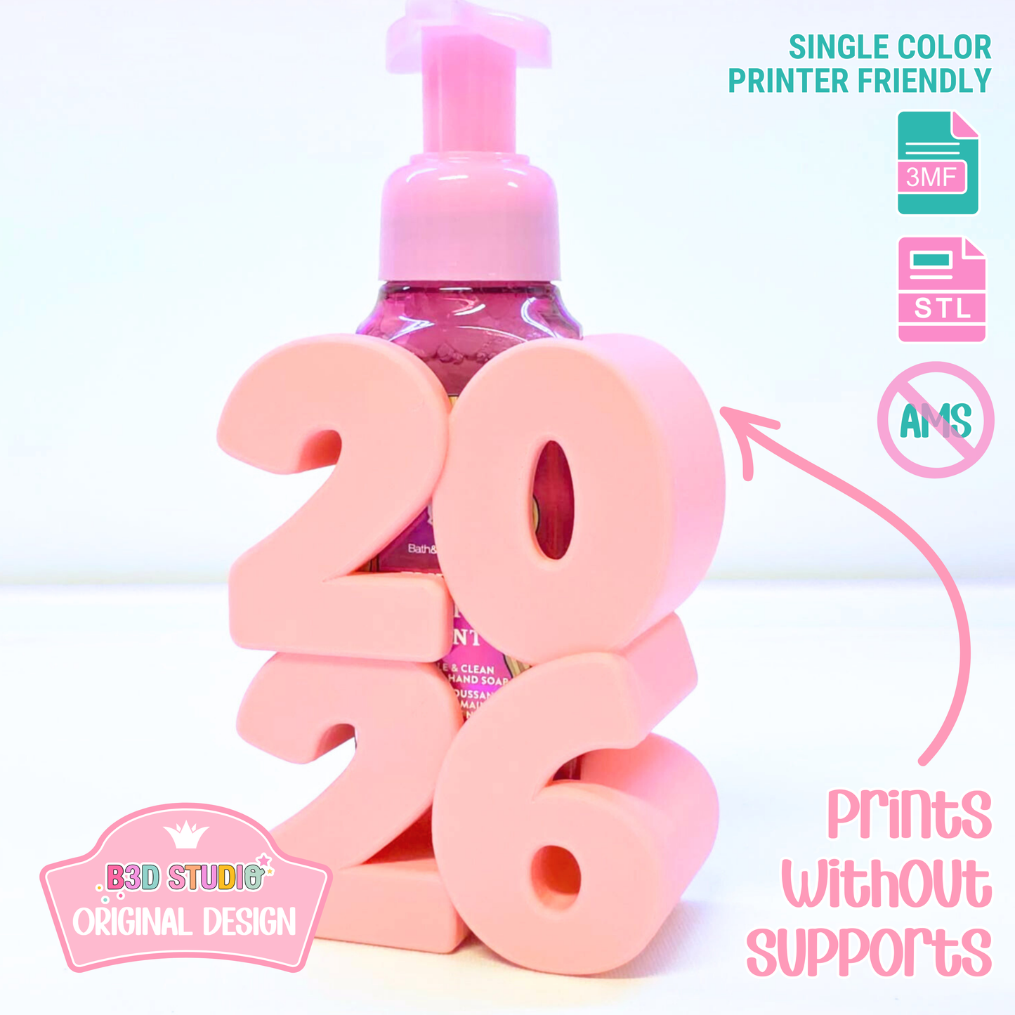 New Year 2026 Soap Holder: 3D Print STL & 3MF File (Digital Download)