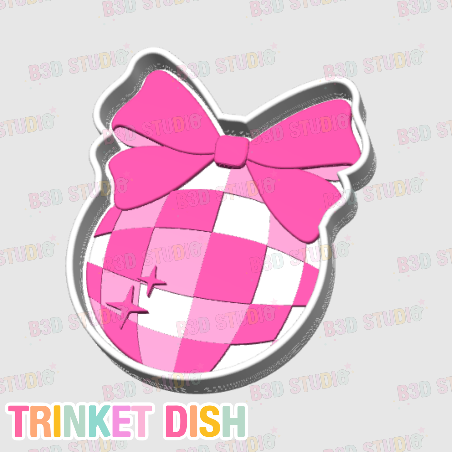 Disco Bow Trinket Dish 3D Print File – STL/3MF Desk Organization (Digital Download)