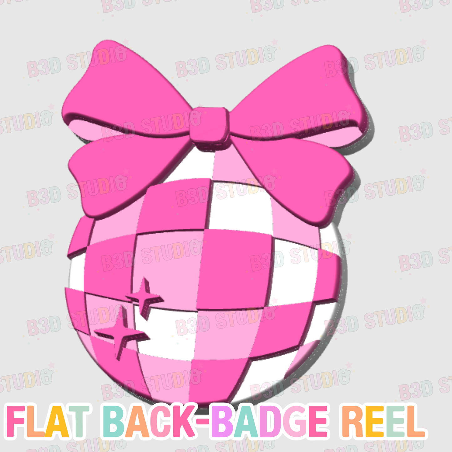 Disco Bow Badge Reel Topper 3D Print File (STL & 3MF Digital Download)