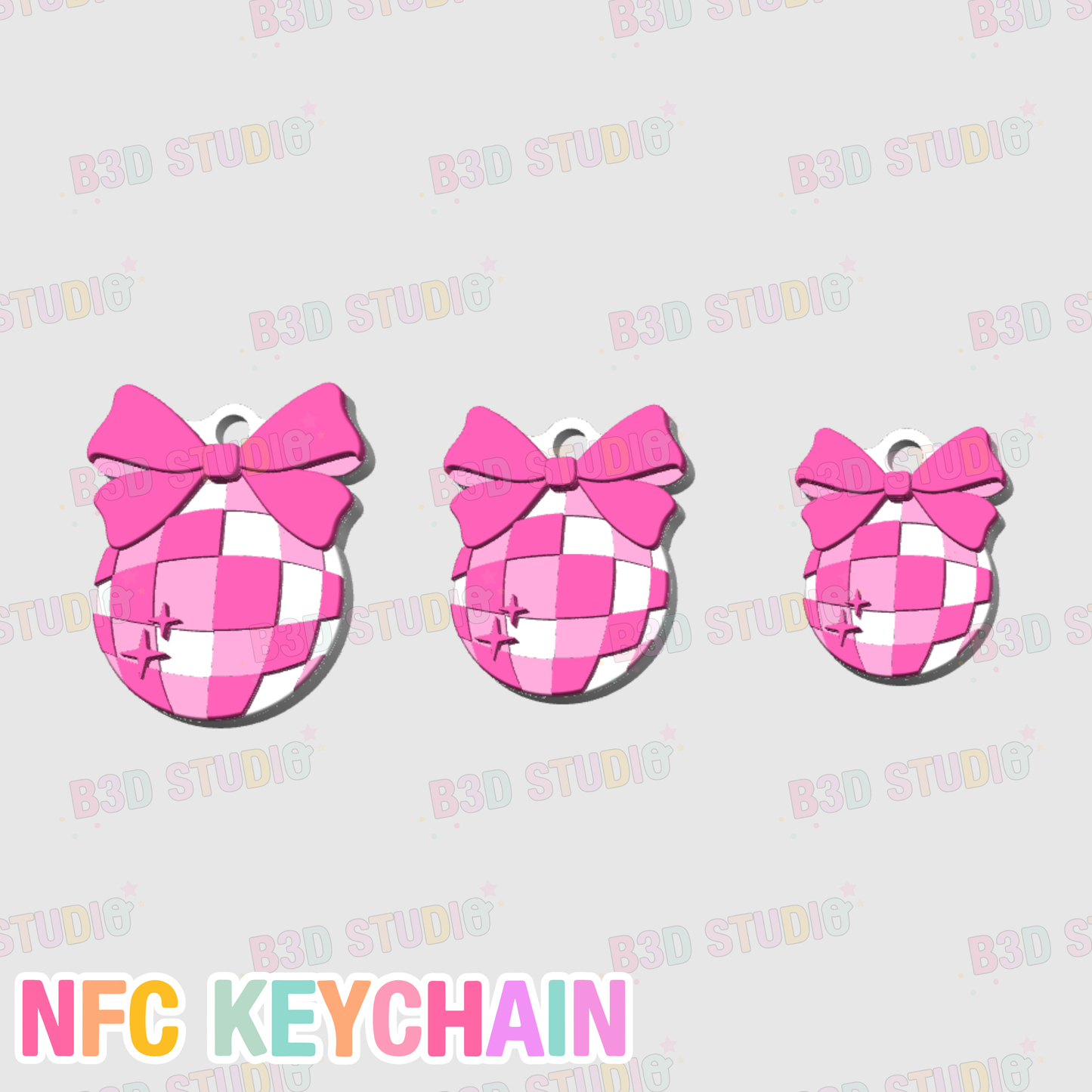 Disco Bow NFC Keychain 3D Print File (STL/3MF Digital Download)