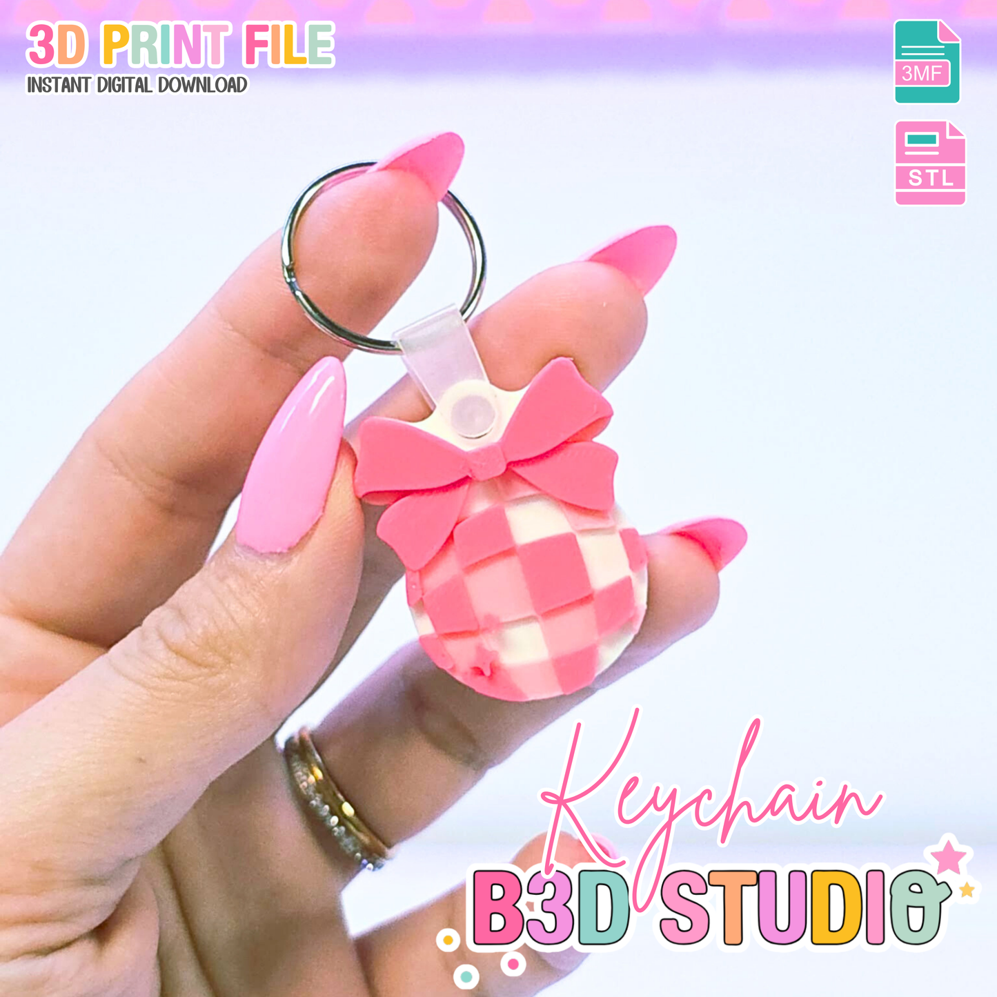 Disco Bow NFC Keychain 3D Print File (STL/3MF Digital Download)