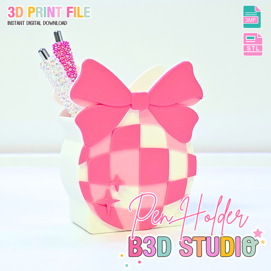 Disco Bow Pen Holder: 3D Print STL & 3MF File (Digital Download)
