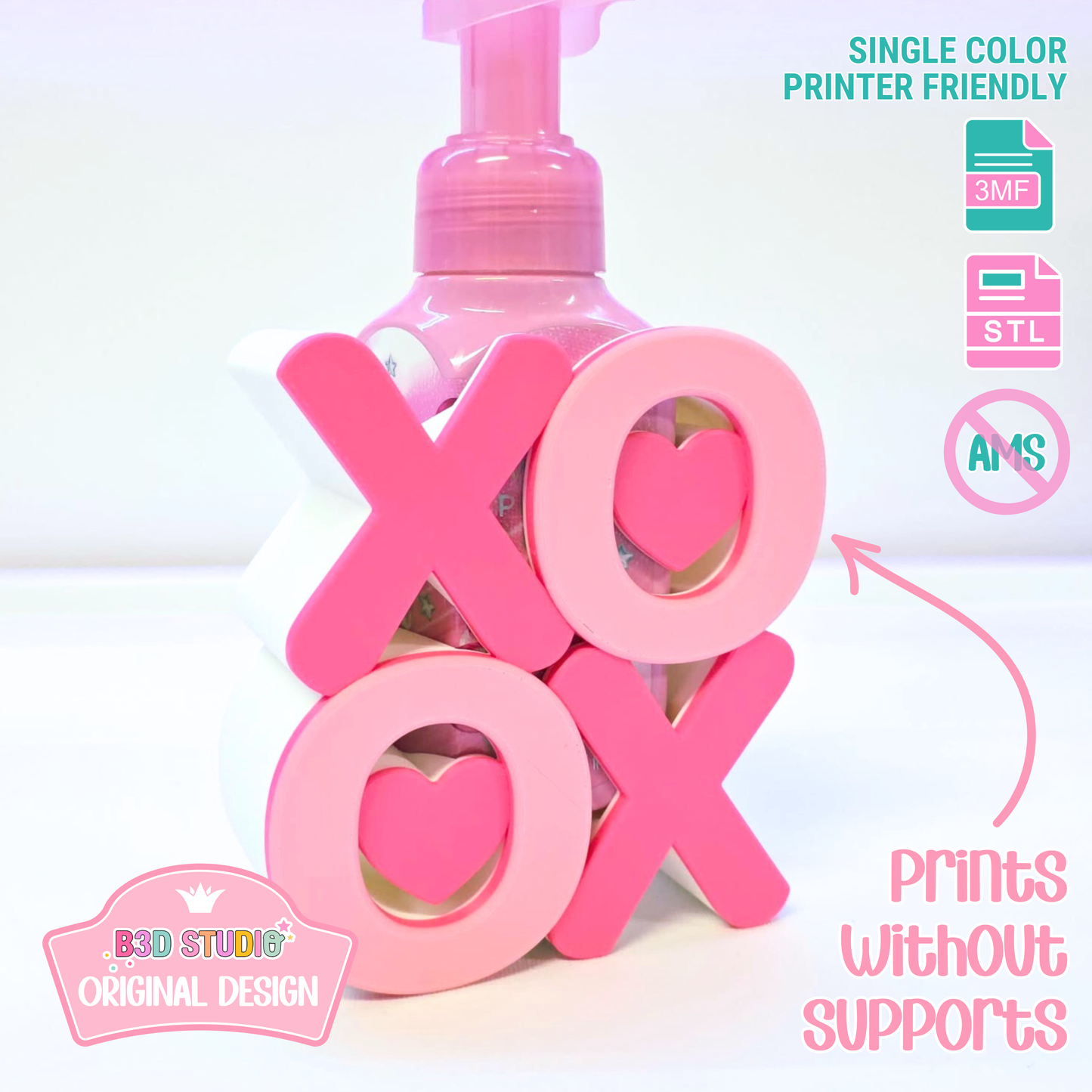 XO Hugs and Kisses Soap Holder: 3D Print STL & 3MF File (Digital Download)