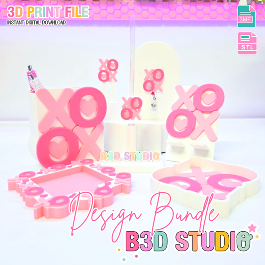 XO Hugs and Kisses 3D Print File Design Bundle (STL & 3MF Digital Download)