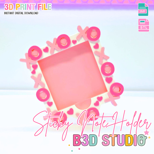 XO Hugs and Kisses Sticky Note Holder: 3D Print File (STL/3MF Digital Download)