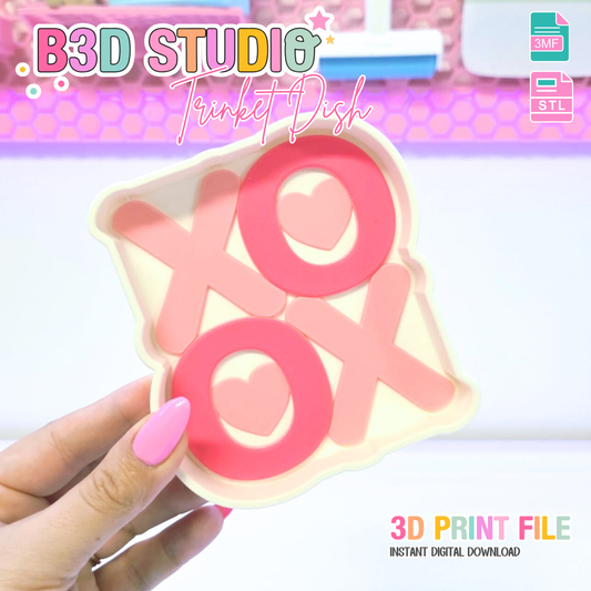 XO Hugs and Kisses Trinket Dish 3D Print File – STL 3MF (Digital Download)