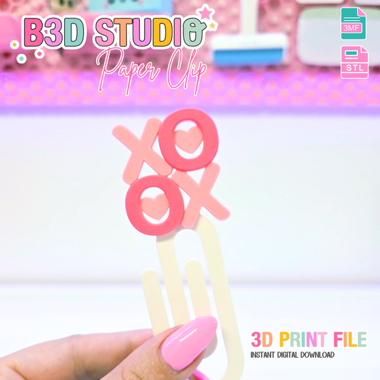 XO Hugs and Kisses Paper Clip 3D Print File (STL & 3MF Digital Download)