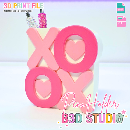 XO Hugs and Kisses Pen Holder: 3D Print STL & 3MF File (Digital Download)