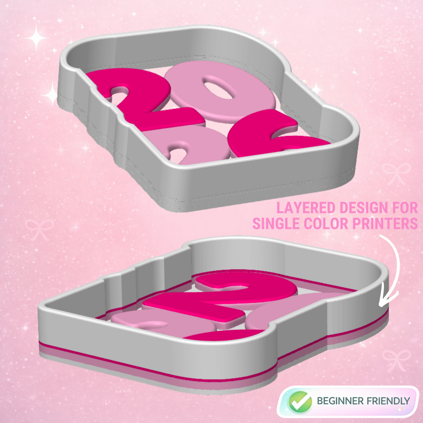 New Year 2026 Trinket Dish 3D Print File – Bow Desk Organizer (STL & 3MF)