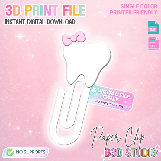Bow Tooth Paper Clip 3D Print File (STL & 3MF Digital Download)
