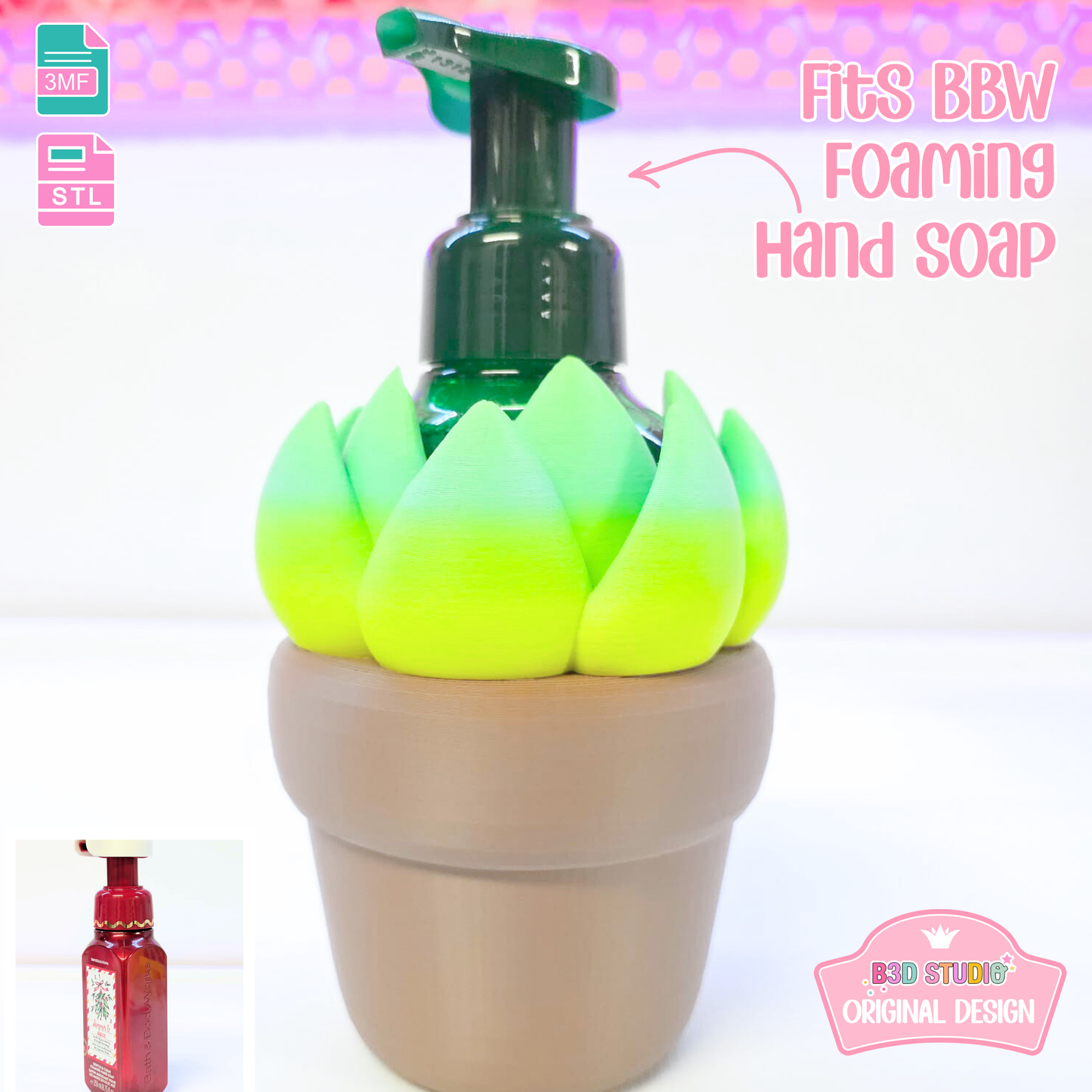 Succulent Soap Holder: 3D Print STL & 3MF File (Digital Download)