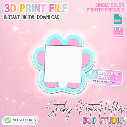 Dog Paw Sticky Note Holder: 3D Print File (STL/3MF Digital Download)