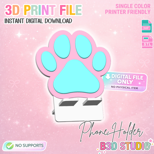 Dog Paw Phone Holder 3D Print File: Fun Desk Decor (STL/3MF Digital Download)