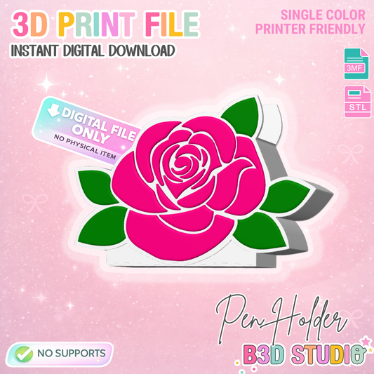 Rose Pen Holder: 3D Print STL & 3MF File (Digital Download)