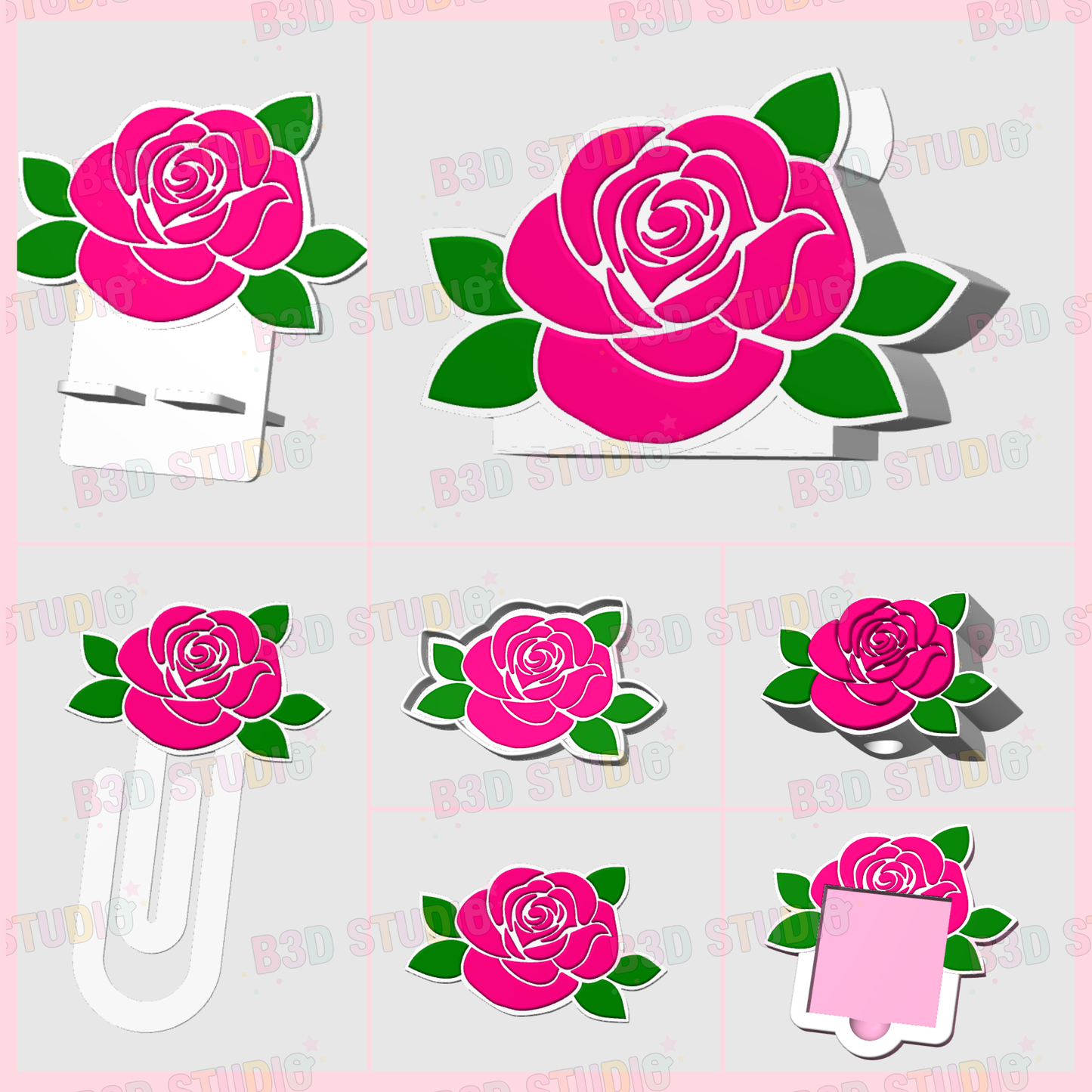 Rose 3D Print File Bundle – Desk Decor (STL/3MF Digital Download)