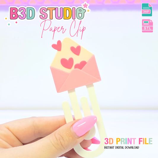 Love Letter Paper Clip 3D Print File (STL & 3MF Digital Download)