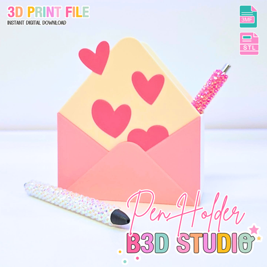 Love Letter Pen Holder 3D Printable: Desk Decor (STL + 3MF File)