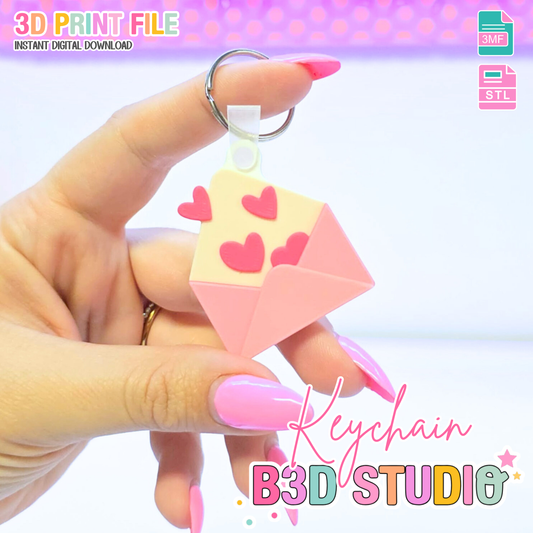 Love Letter NFC Keychain STL & 3MF File: 3D Print Digital Download