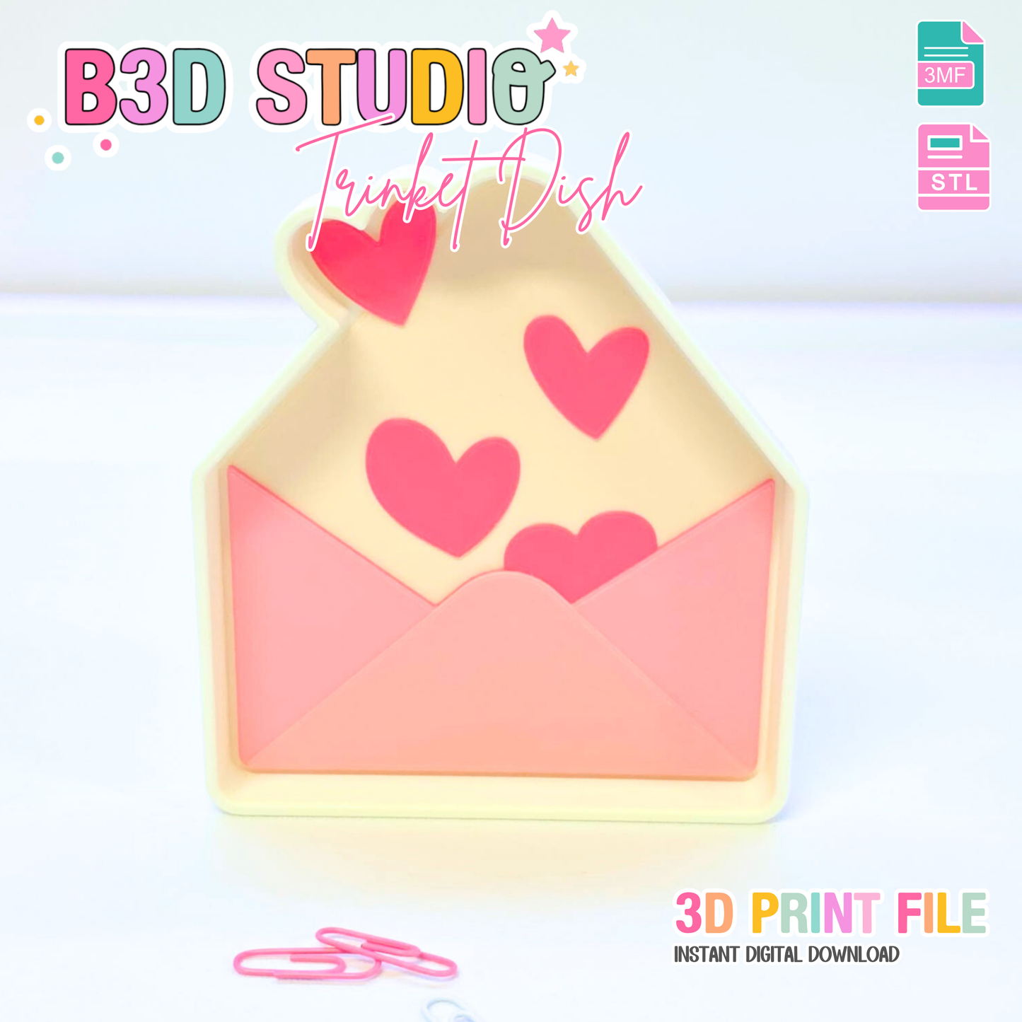 Love Letter Trinket Dish 3D Print File – STL 3MF (Digital Download)