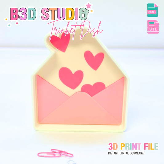 Love Letter Trinket Dish 3D Print File – STL 3MF (Digital Download)