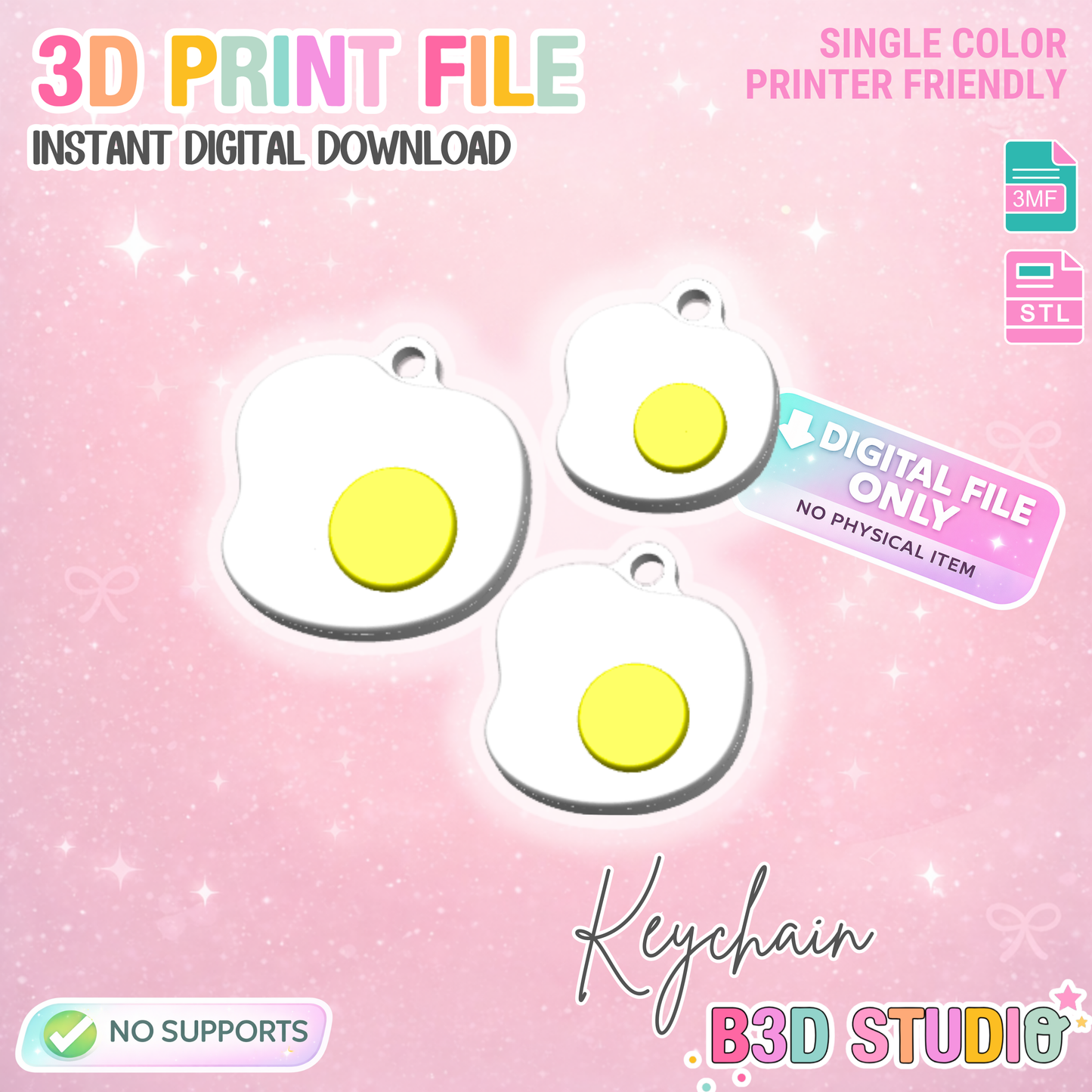 Egg NFC Keychain STL/3MF Digital File Download