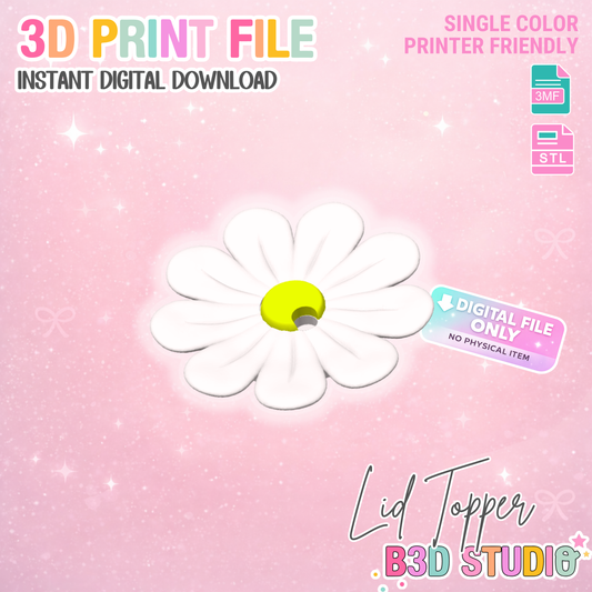 Daisy Lid Topper: 3D Print STL & 3MF File Cup Toppers (Digital Download)