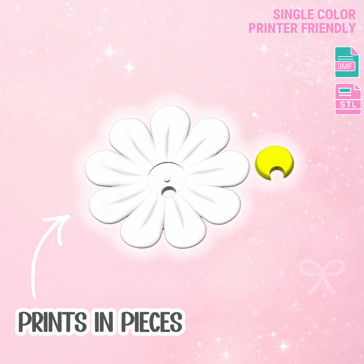 Daisy Lid Topper: 3D Print STL & 3MF File Cup Toppers (Digital Download)