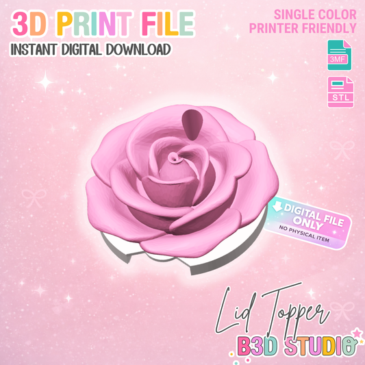 40OZ Rose Tumbler Topper: 3D Print STL & 3MF File Lid Toppers (Digital Download)