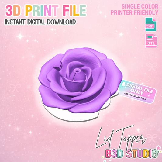30OZ Rose Tumbler Topper: 3D Print STL & 3MF File Lid Toppers (Digital Download)