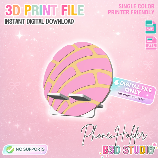 Circle Concha Phone Holder 3D Print File: Girly Desk Decor (STL/3MF Digital Download)